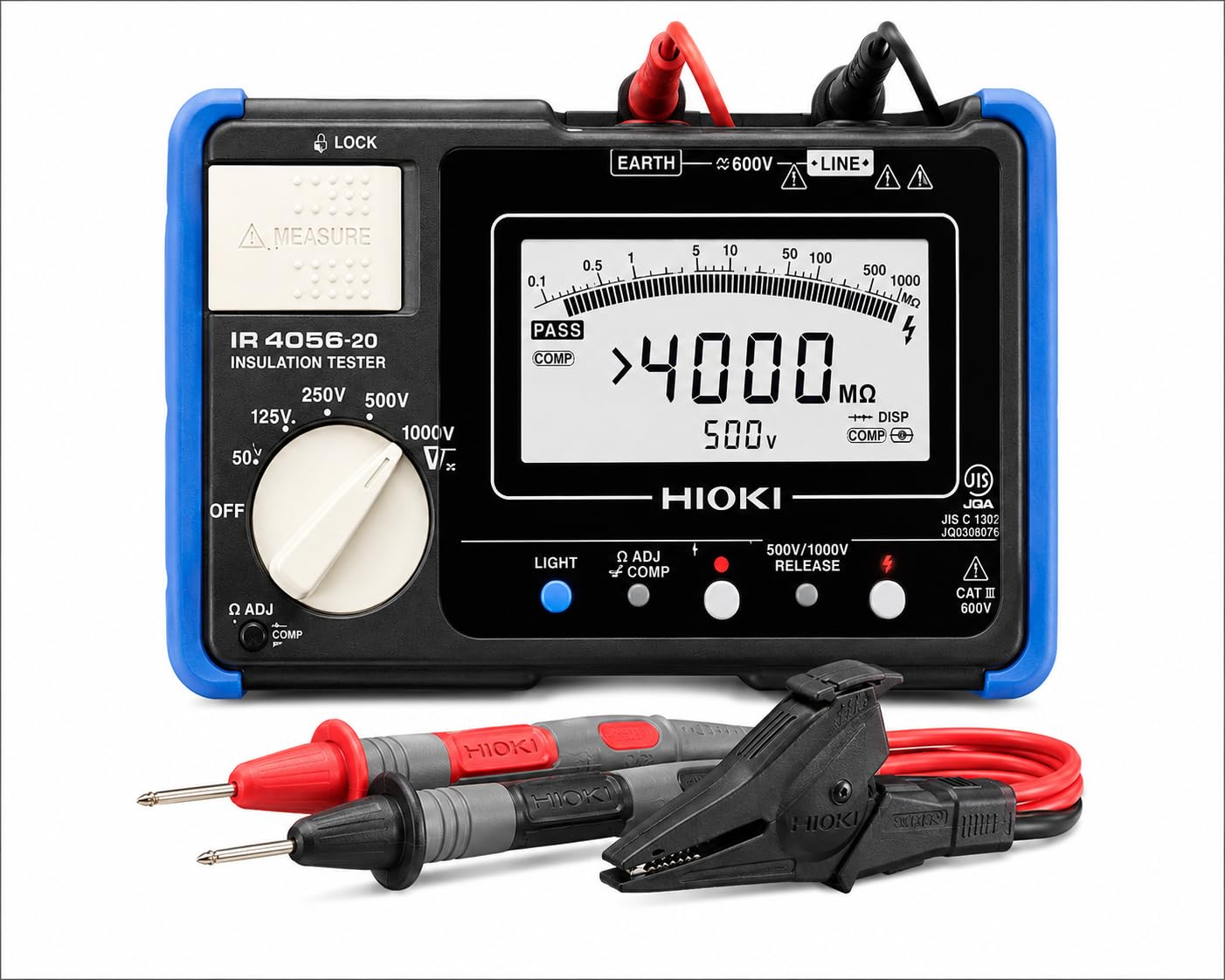 Hioki IR4056-20 Portable Insulation Tester, 1000V Digital Megohmmeter, AC/DC Voltage Measurement, Low Resistance and Ground Wiring Test-image-29
