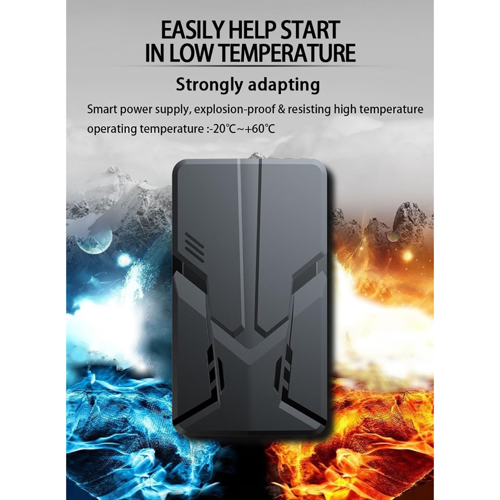 Arrancador de Batería de Coche, Potenciador de Arranque de Emergencia, Caja de Salto Automático de 12V con Luz LED y Clip Inteligente, Potenciador de Batería Portátil