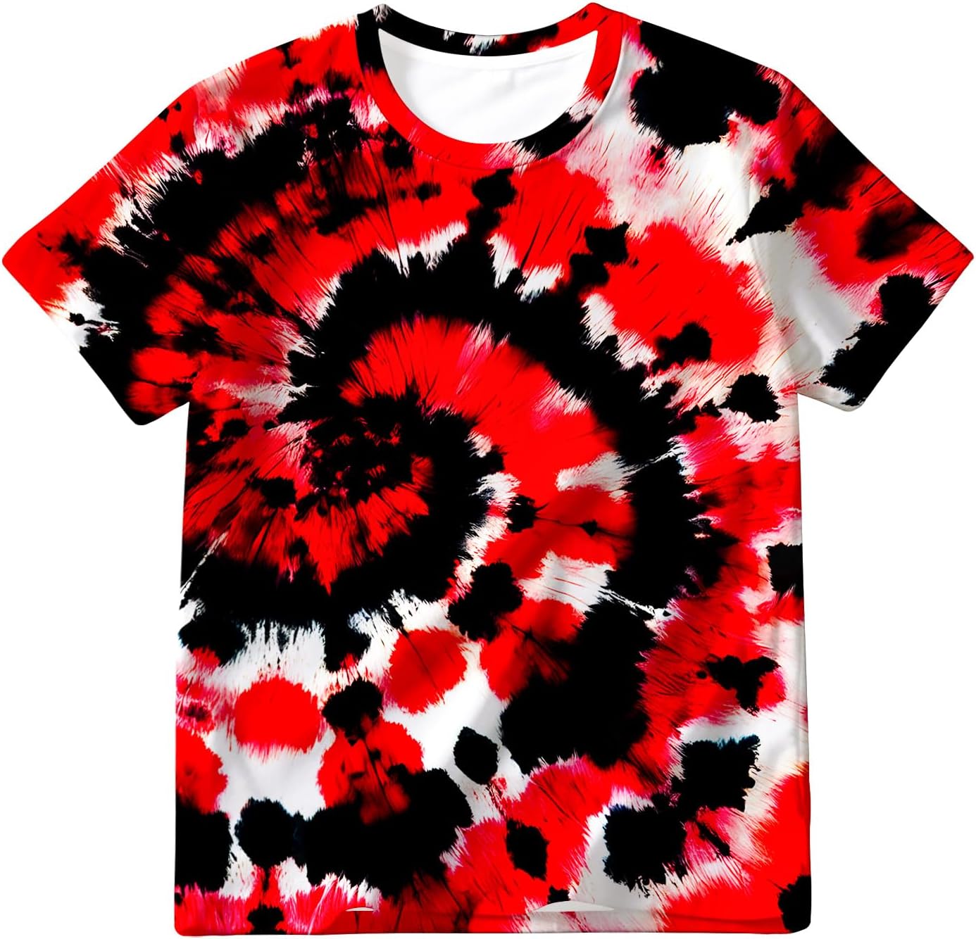 Kids Tie Dye Shirt Size 4-16 Years Short Sleeve Hippies Senior Tees T Shirts for Boys Girls