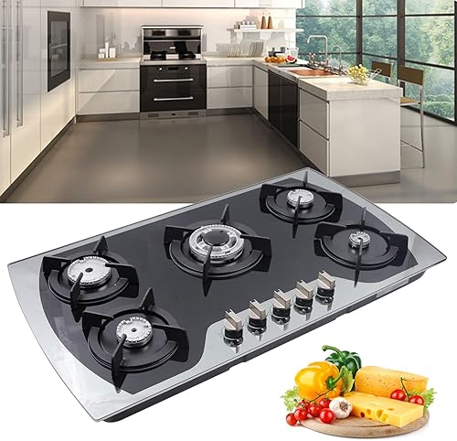 Placa de cocina de gas de 23 30 pulgadas 35 , estufas de gas convertibles NGLPG incorporadas 4 quemadores 5 quemadores Placa de gas, encimera de