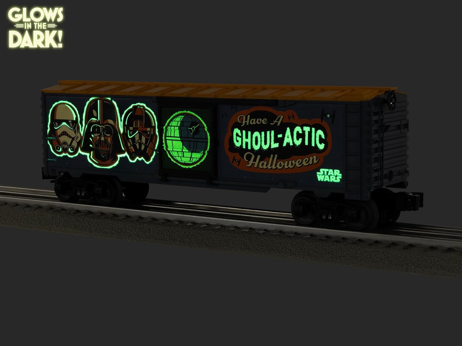 Lionel Star Wars Glow in the Dark Halloween Boxcar O Gauge Disney Train Car – Model Train Car with Diecast Trucks, and Operating Couplers, Ages 14+