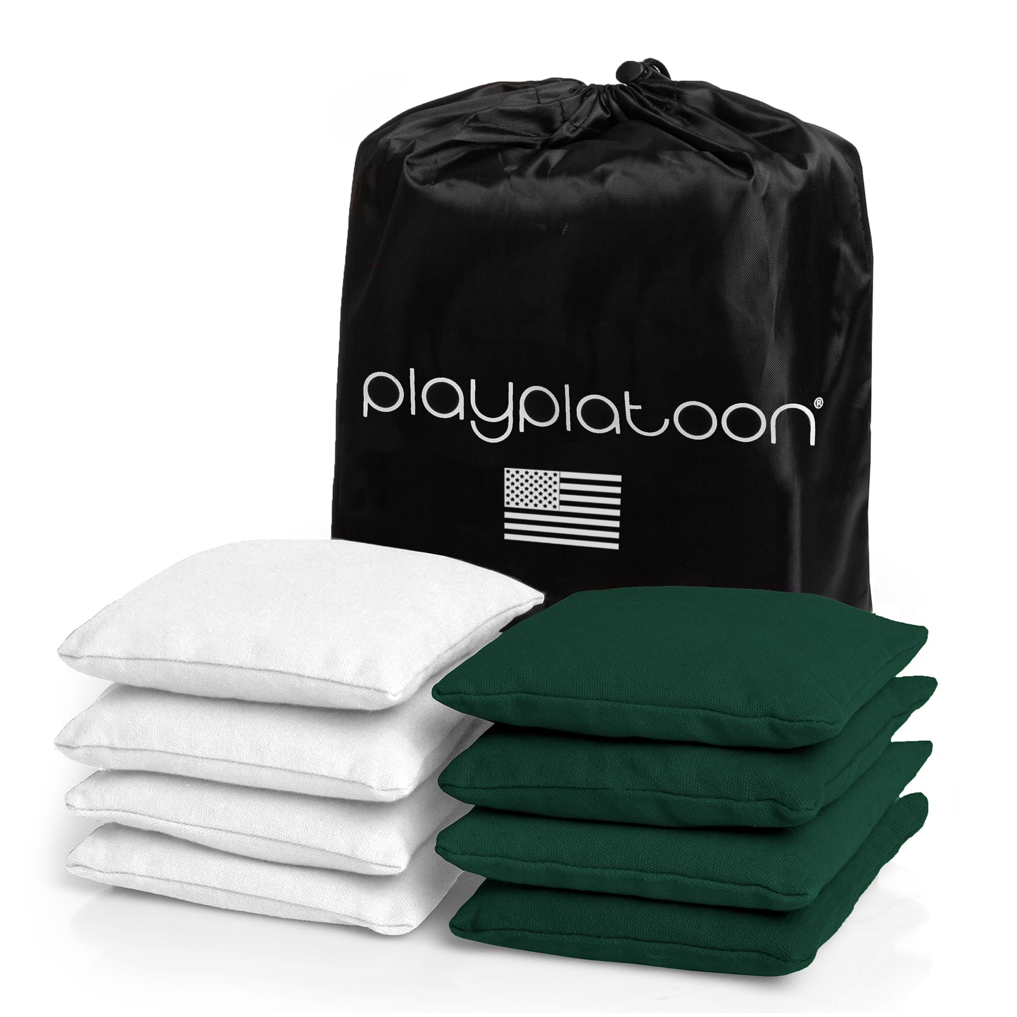 Weather Resistant Cornhole Bean Bags Set of 8 - Regulation Size & Weight - 4 Hunter Green & 4 White Corn Hole Bags — image 1