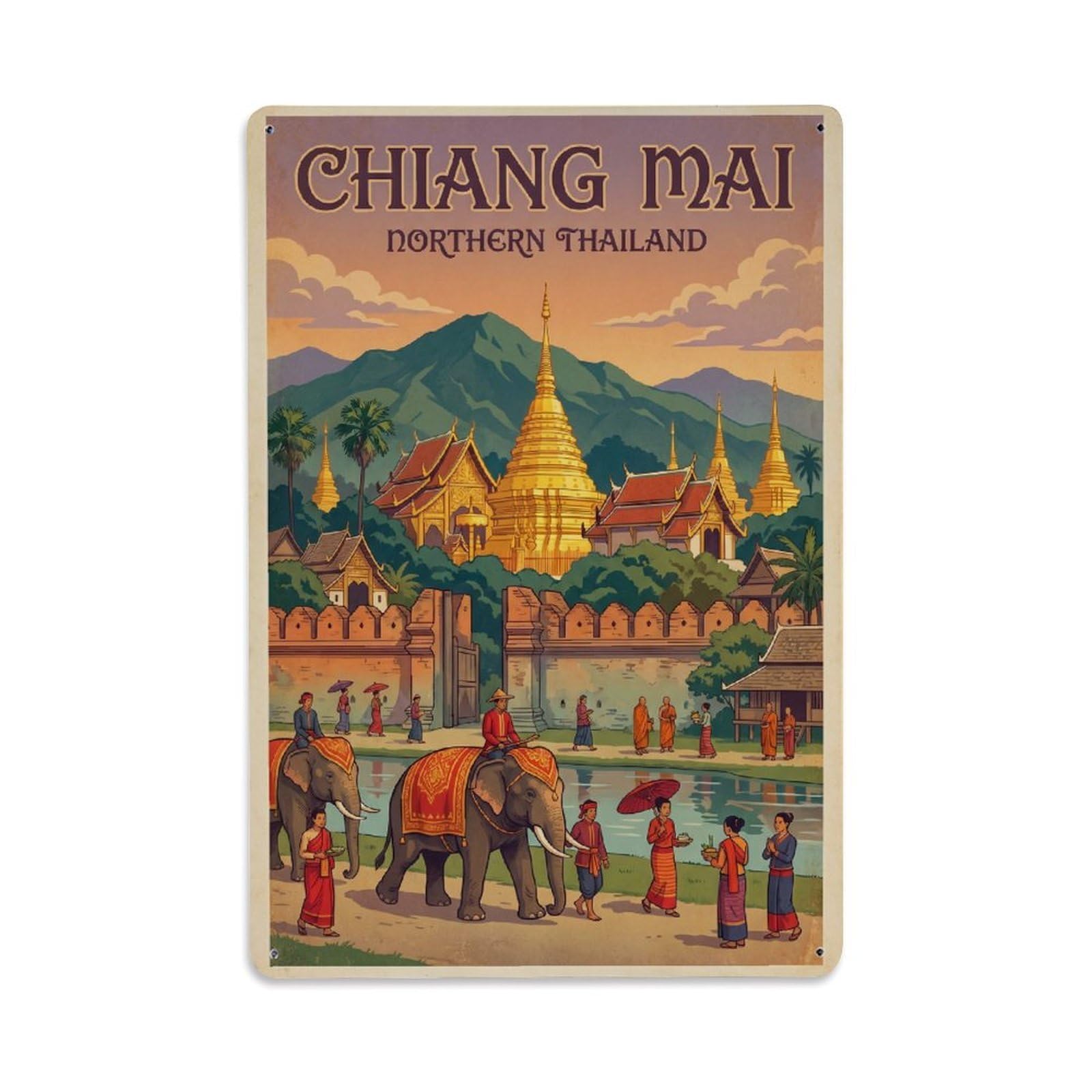 Thailand Chiang Mai Vintage Metal Tin Sign