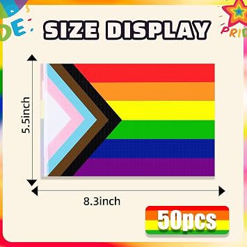 MARFOREVER 50 Pcs Progress Pride Flags Banner 52.5 Ft Gay String Banner