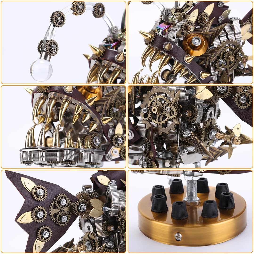 3Dメタルパズル、ランタンフィッシュ DIYスチームパンクメタルアセンブリモデル7 カラフルチェンジランプ、クリエイティブでトレンデ