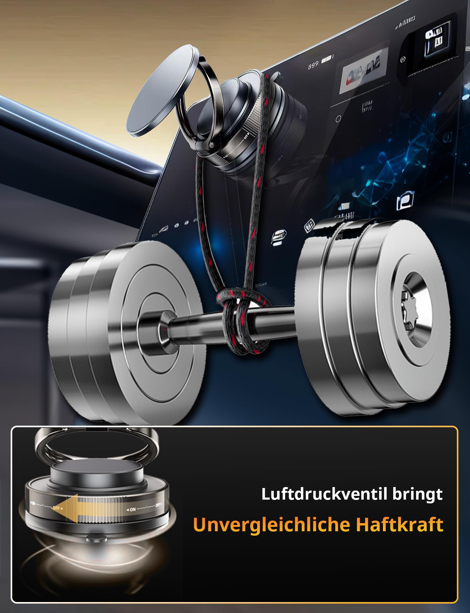 Portacellulare Auto Vuoto,Rotazione 360°, Magnet N55 Per Magsafe iPhone 16/15/14/13/12, Adatto Per Strade Dissestate E Dossi