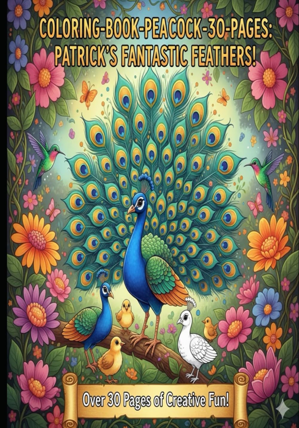 Kids peacock coloring books: children colouring book
