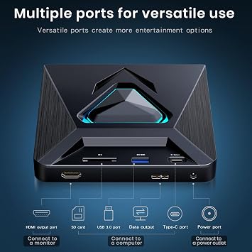 Dainty 6-in-1 CD DVD Drive for TV-External Mini CD/DVD Drive with HDMI AV Output, USB/TF Reader. Universal DVD Player forTV/Monitors/PCs/Laptops,Player for Home Theater Stereo System(Black)