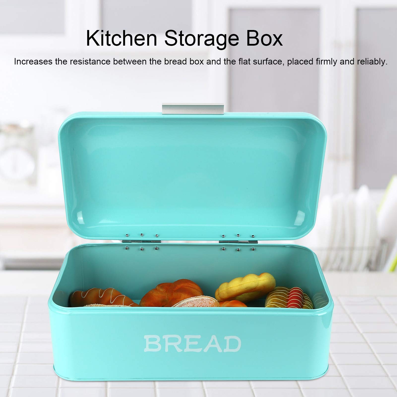 Cocoarm Duży Pojemnik na Chleb Żelazny Pojemnik na Chleb 42 X 16,5 X 24 Cm Blat Kuchenny Organizer z antypoślizgową podstawą Pokrywa Blokująca Kurz Gładka Powierzchnia Malowana Proszkowo do Domowej