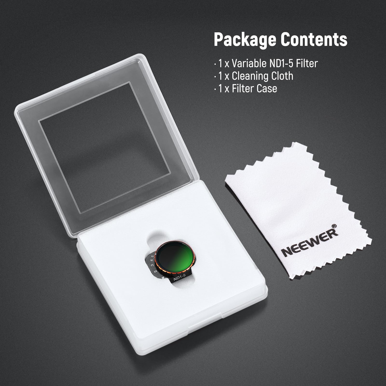 NEEWER Filtro ND Variabile Compatibile con DJI Mini 3 Pro, ND2-32 1-5 Stop a Scatto in Vetro Ottico HD Multistrato, Telaio Sottile in Metallo, Accessori per Obiettivi Drone per Foto/Videografia Aerea