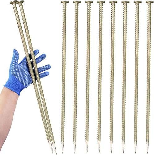 JPOIP Estacas de barras de refuerzo de 23 pulgadas de largo, anclajes de asfalto de acero galvanizado resistente de 12 pulgada de diámetro para