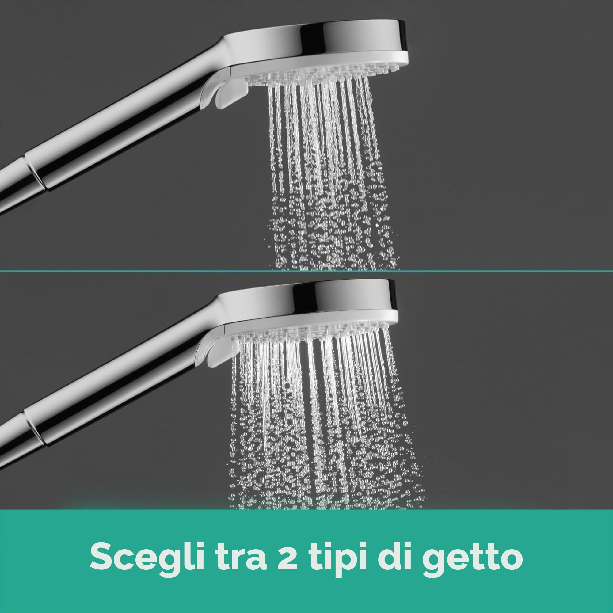 hansgrohe Crometta - Set Doccia, Doccetta con Asta Doccia 90Cm, Supporto Doccia e Flessibile Doccia 1,60M, Soffione Doccia con 2 Tipi di Getto, Bianco/Cromo