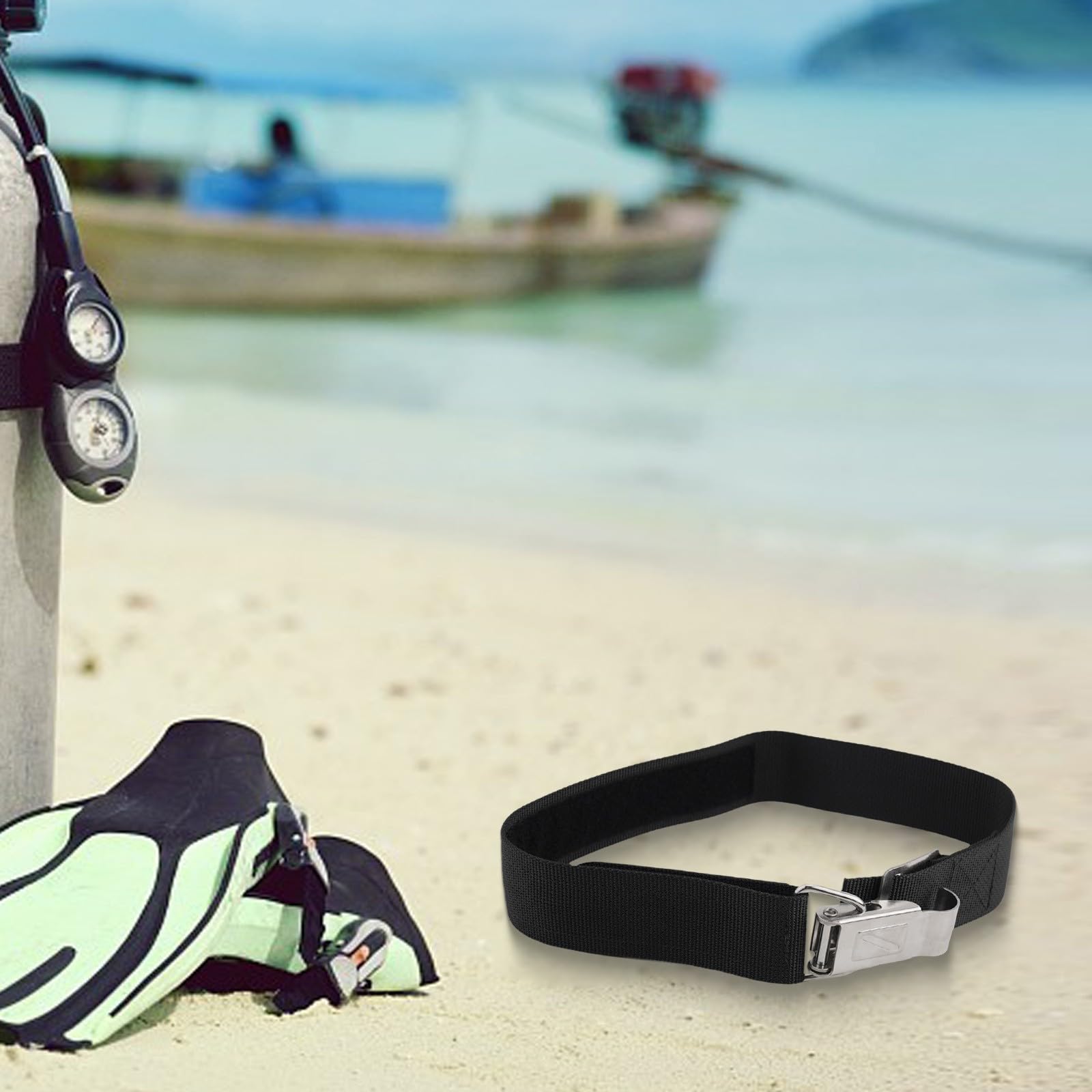 Diving Tank Strap with Sewn-in Anti-Slip Pad and Quick Release Buckle, Adjustable Nylon Band for Most Standard Cylinders
