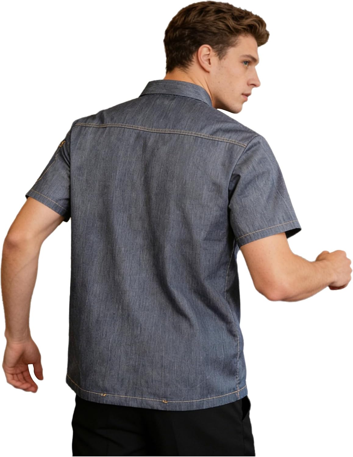 XUNZOO Men Women Chef Coat Short Sleeve Button Chef Jacket Hotel Restaurant Kitchen Canteen Work Uniform