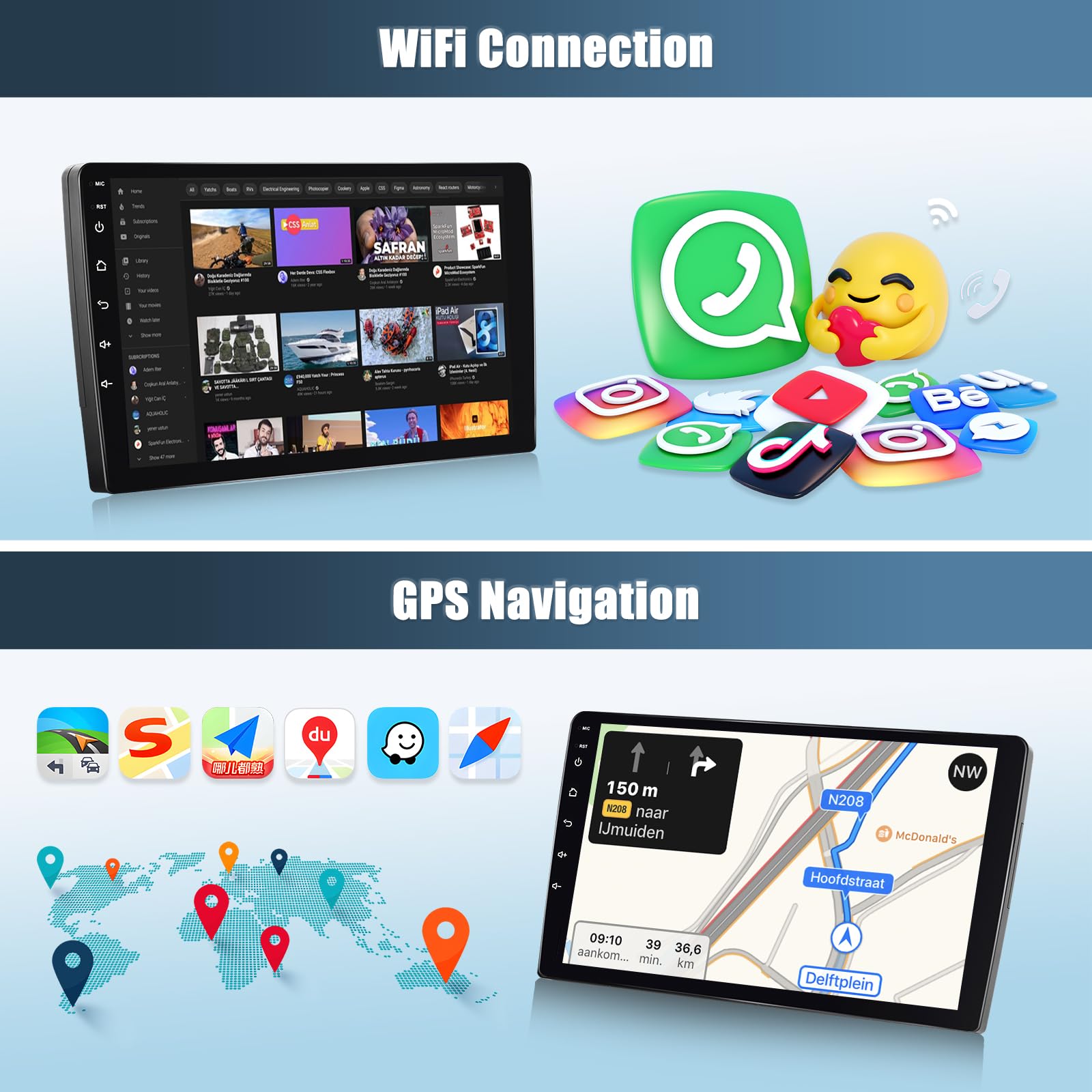 CAMECHO 4+64G 7 Pulgadas Autoradio Android 15 para Toyota Corolla E120 E130 2000-2007 y BYD F3 2006-2013, Radio Bluetooth con CarPlay Inalámbrico Android Auto FM RDS GPS Wi-Fi + Cámara Trasera