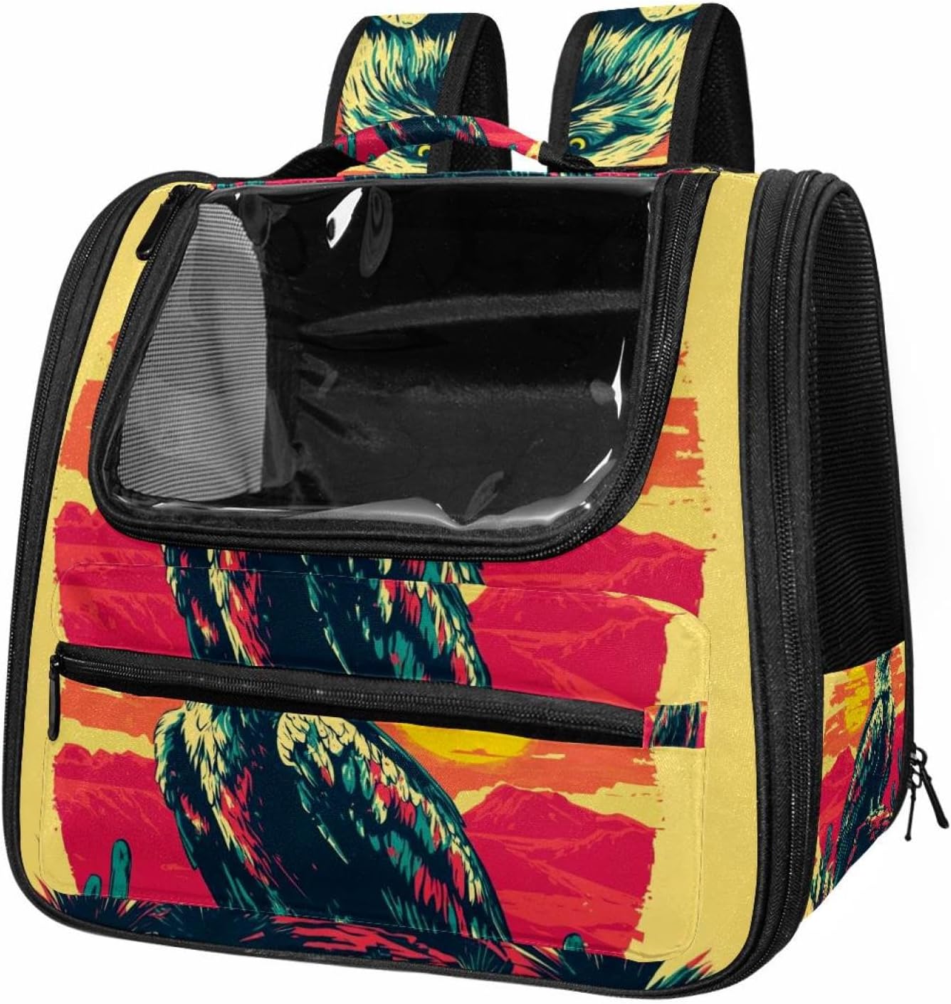 Easter Wreath and Rabbit (1) Cat Backpack Carrier, Pet Backpack for Dog Cat Puppy Kitty, Travel Carrier for Hiking Walking Outdoor Use