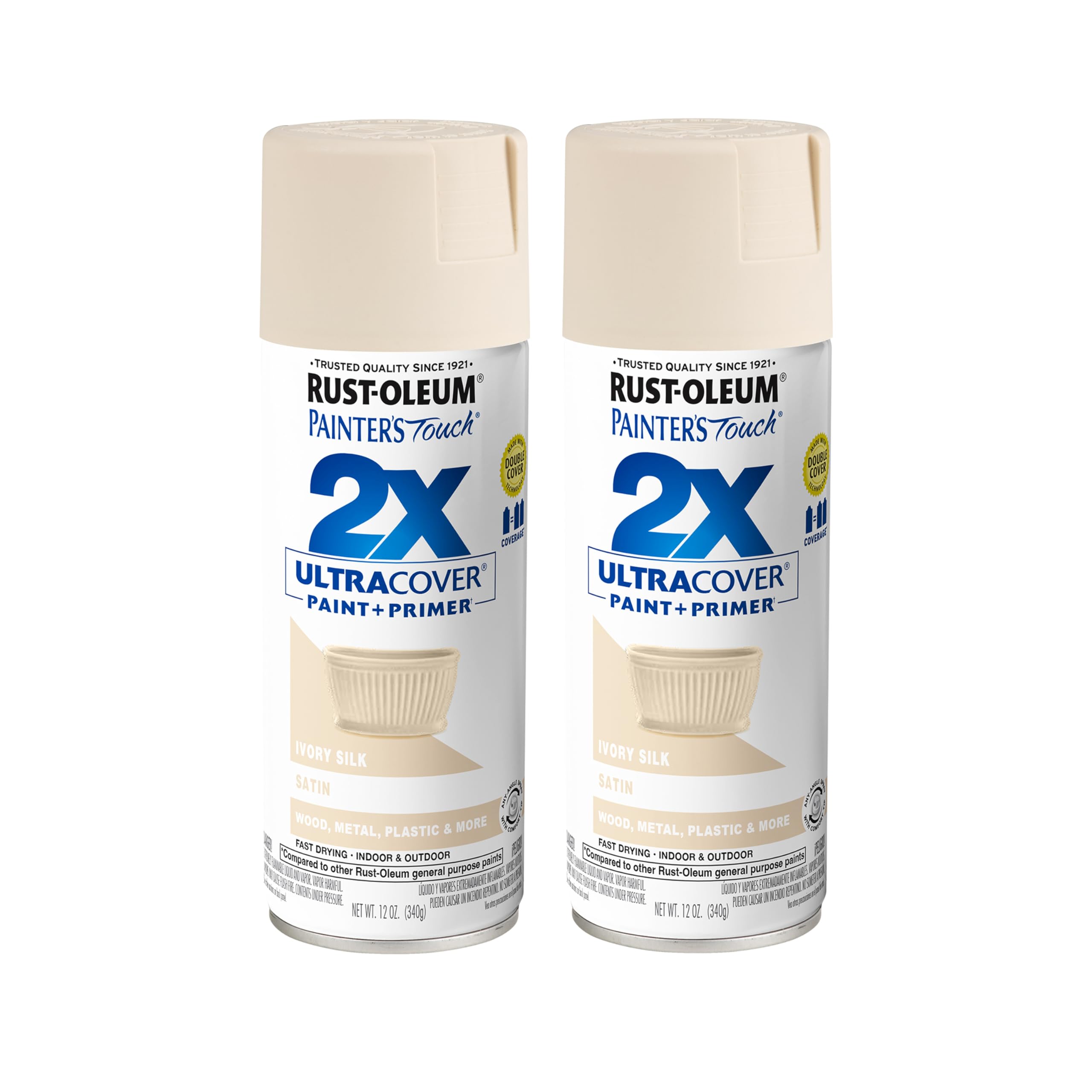 Rust-Oleum Painter's Touch 2X Ultra Cover Spray Paint, Satin Ivory Silk