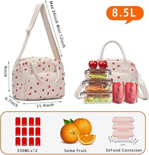 Miniatura 6 de Lunch Bag for Women Girls, Cute Insulated Reusable Lunch Box Leakproof Lunch Boxes Portable Lunch Tote Bag Cooler Bag