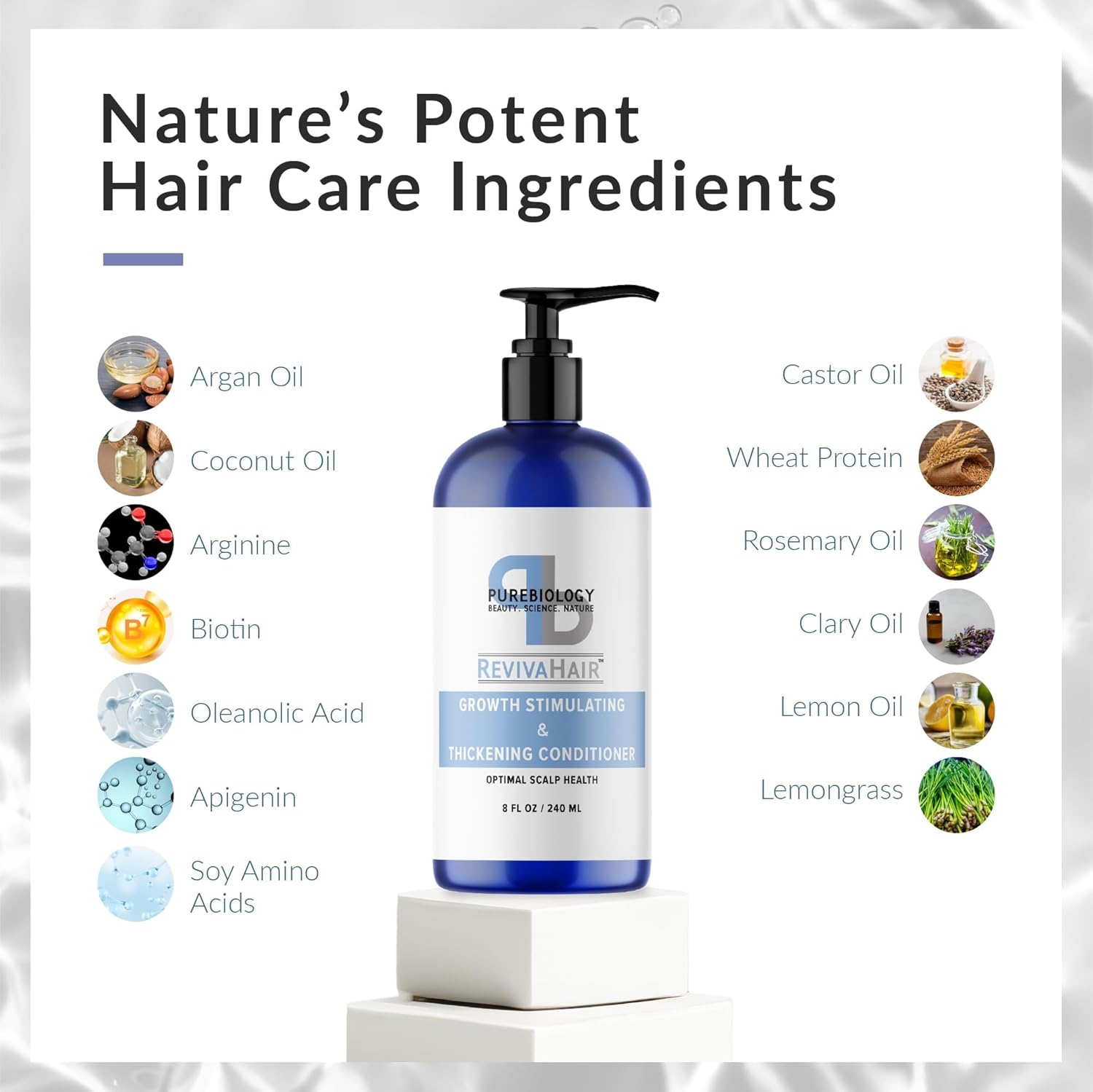 Pure Biology Hair Conditioner for Fine, Damaged Hair - Volumizing Conditioner with Biotin, Keratin, Rosemary and Argan Oils - Moisturizing Conditioner for Dry Hair and Thinning Hair Volume - Image 4