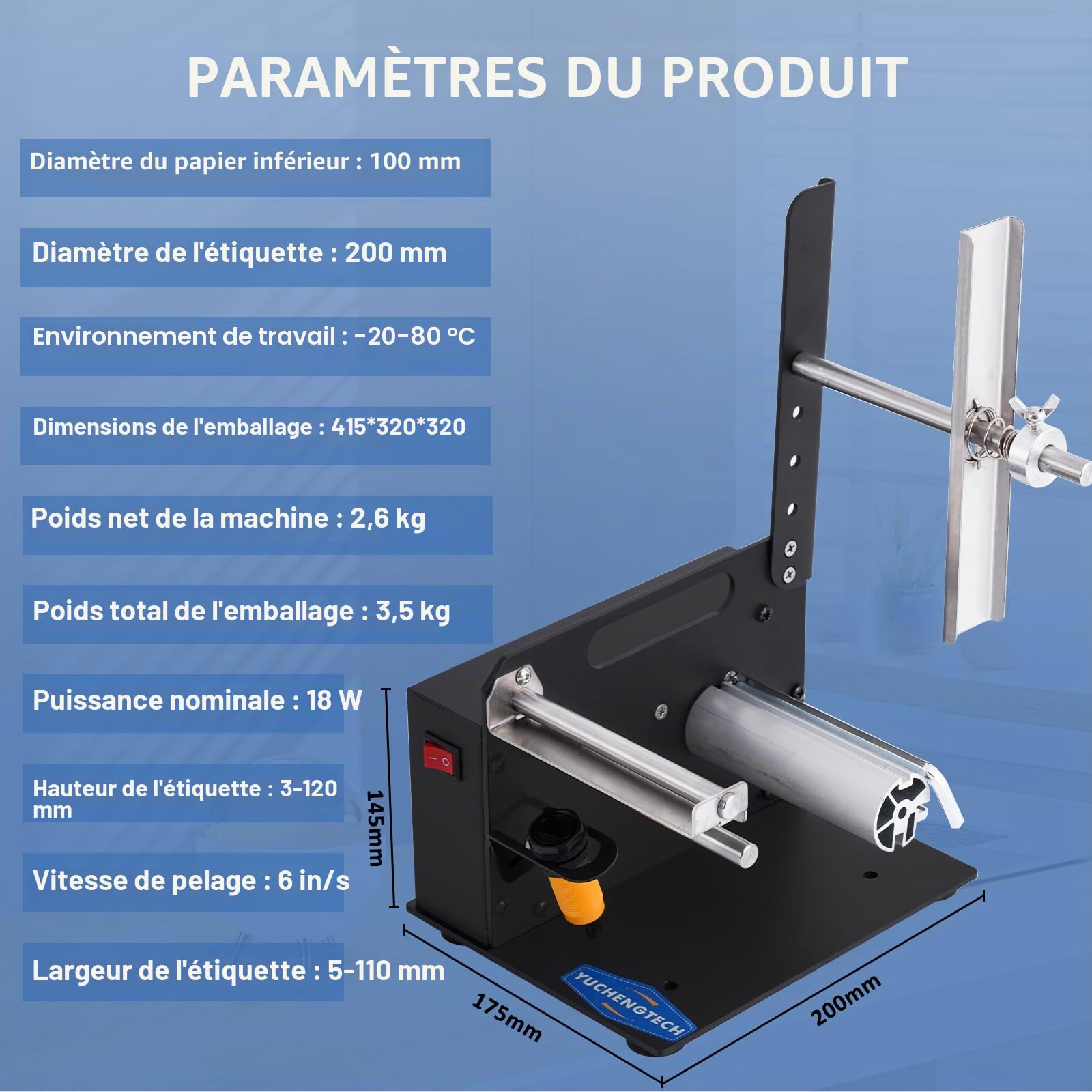 YUCHENGTECH Distributeur D'étiquettes Automatique 6 po/s | Largeur 5-120mm, Longueur 3-120 mm,Distributeur Etiquette Autocollante pour Étiquettes Autocollantes/PET/PVC