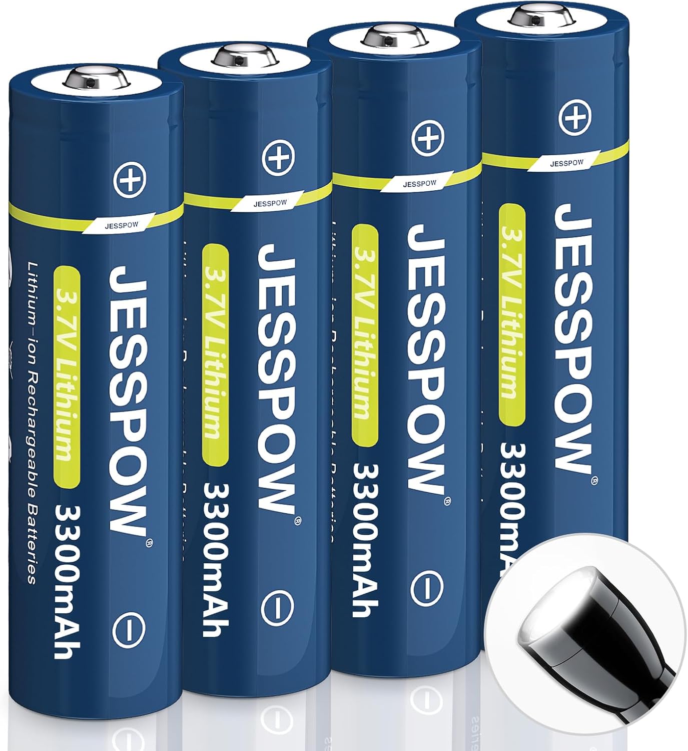 JESSPOW JSP18650 NI-MH Rechargeable Batteries Case 4Pack Set,Button-top Battery for Flashlight, Camera, Small Fan .Size:18 * 67mm
