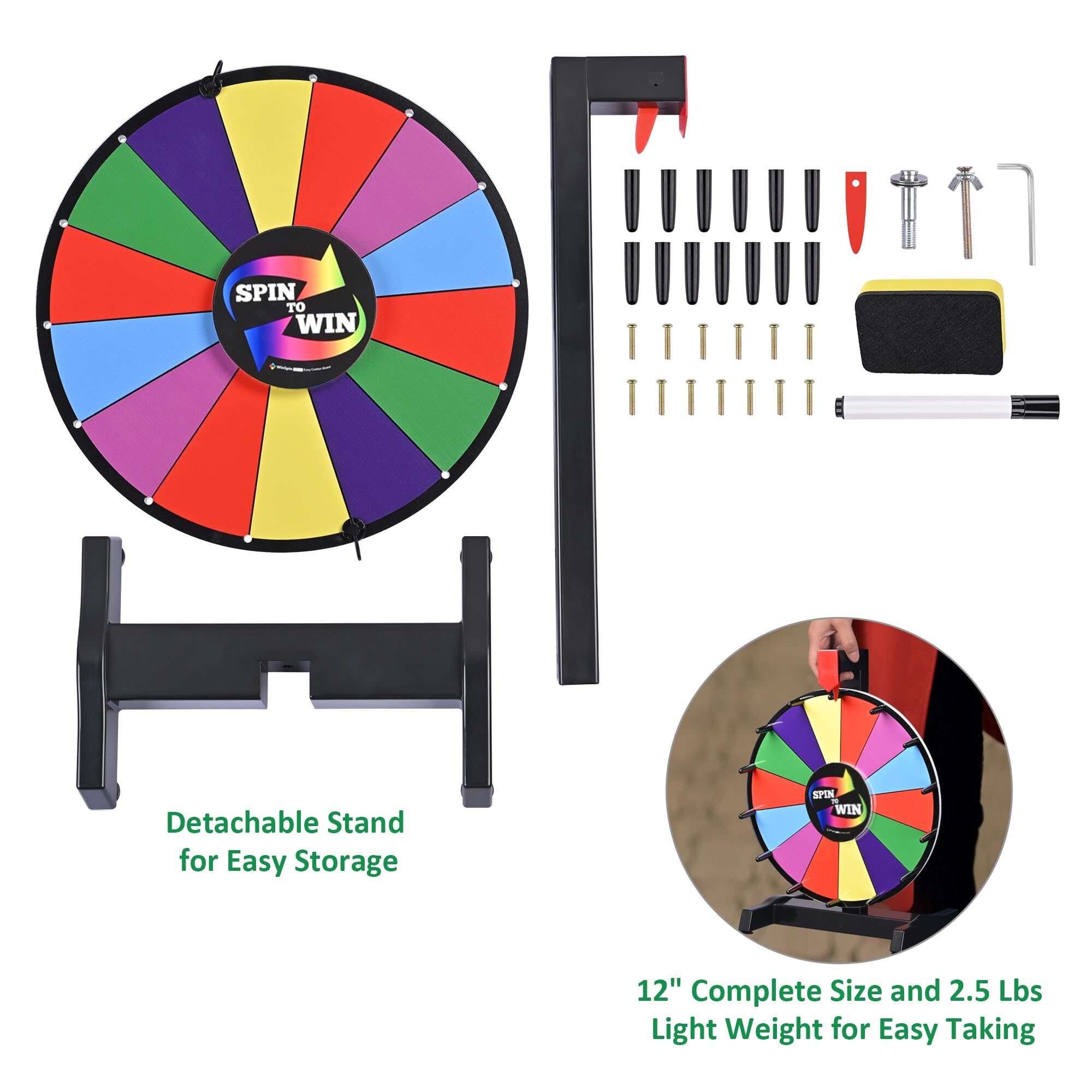 12 Prize Wheel Tabletop 14 Slots Heavy Duty Editable Spinning | Wheel for Fortune Spinning Game Carnival & Tradeshow Classic Series product thumbnail 7