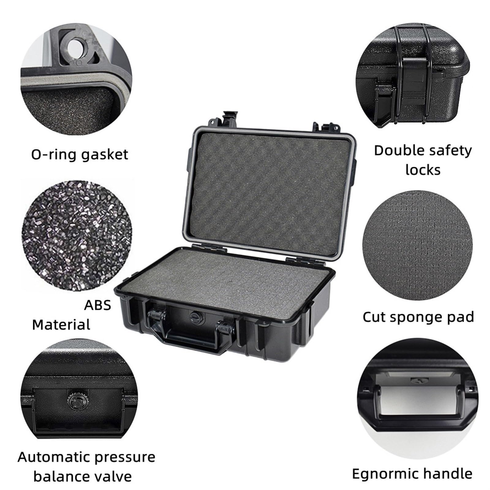 Cassetta Attrezzi Vuota Valigia for attrezzi di sicurezza in plastica, impermeabile, rigida, antiurto, con spugna for, telecamera(370x300x105mm)