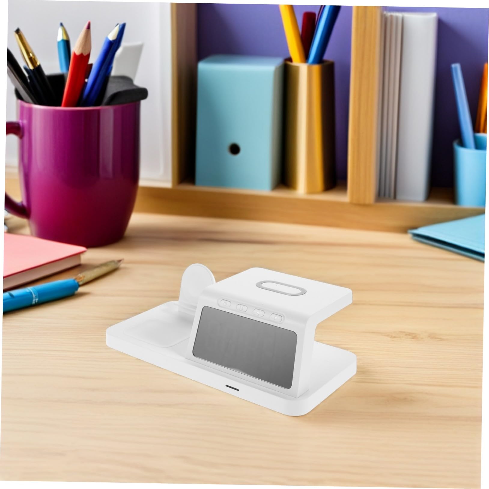 HOMSFOU 15w Caricatore Wireless con Orologio Stazione di Ricarica Dock Portatile per Ricarica Rapida da Compatibile con Vari Dispositivi Design Elegante per Comodino o Ufficio