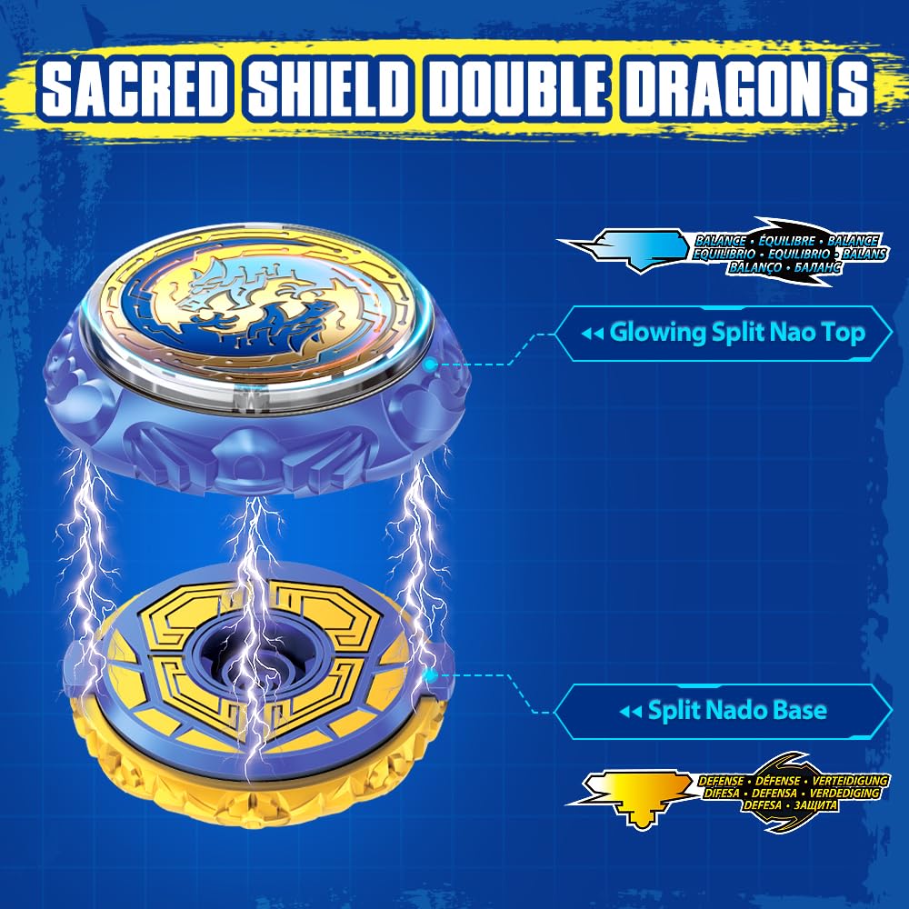 INFINITY NADO Peonza para de Metal Juguetes para, Batalla Tops, peonza Lanzador, Juguete para, Spinning Tops para a Partir de 5 años, Serie Split - Sacred Shield