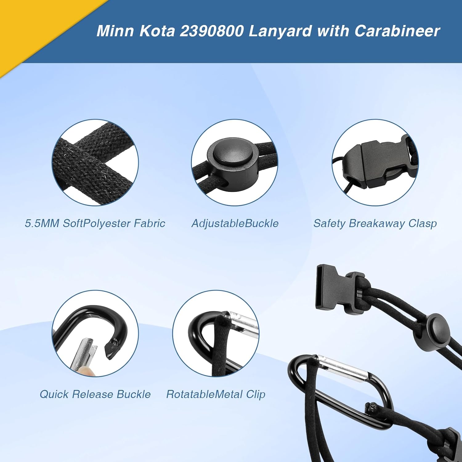PalpitateC 2390800 Trolling Motor Remote Lanyard with Carabineer Compatible with Minn Kota i-Pilot Remote, fits for i-Pilot 1.6/3.0 Remotes