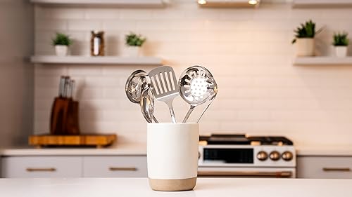 Miniatura 3 de Juego de utensilios de cocina de acero inoxidable, juego de utensilios de cocina de metal de 5 piezas y utensilios para servir, incluye espátula,