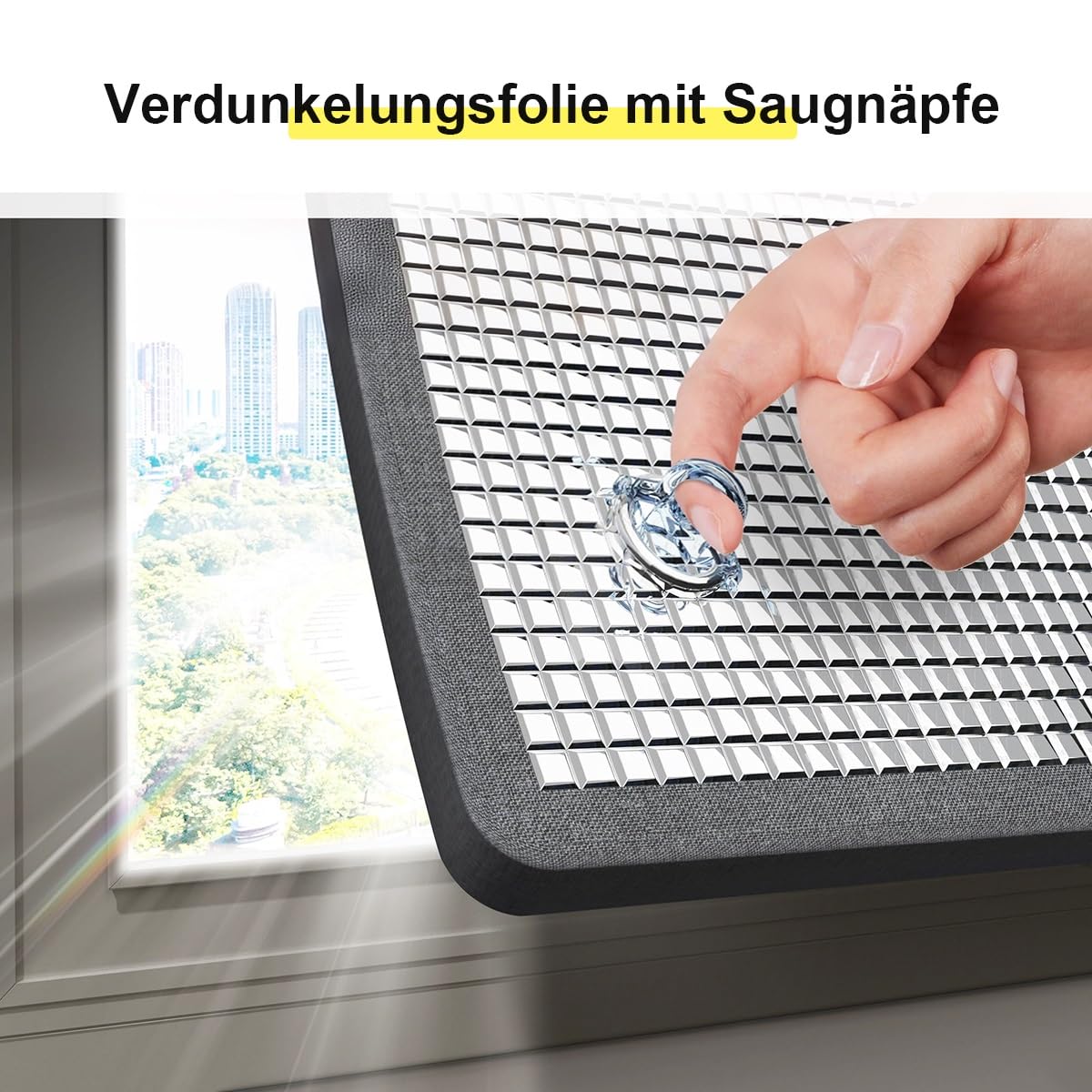 9 mm Dicke Wärmeisolierung Aluminisierte Isolierfolie Sonnenschutzfolie 99% Uv-Schutz, Reflektierende Fensterfolie mit Saugnapf für Fenster Innen oder Außen(110x120cm)