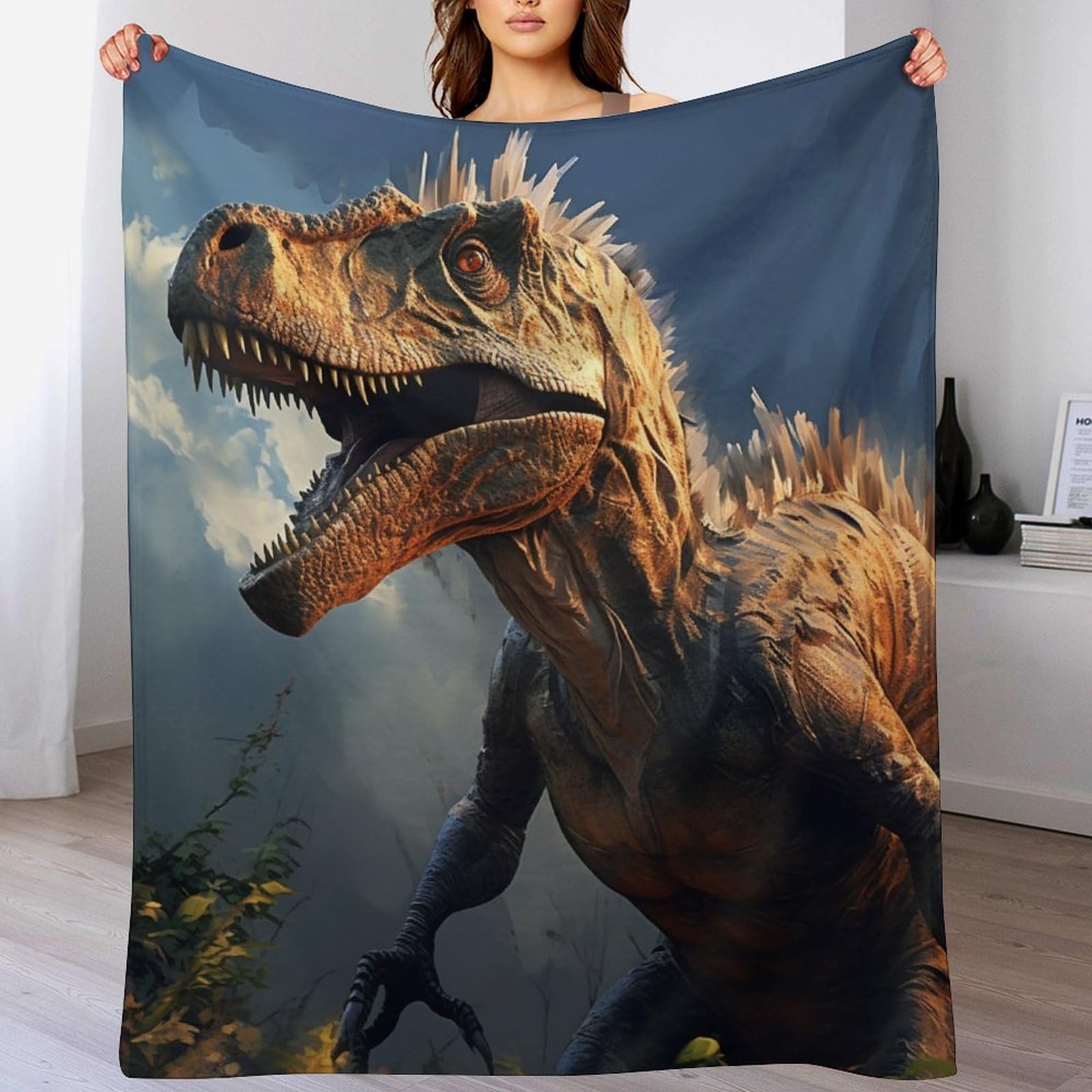 Manta de dinosaurios infantil de franela suave para cama y sofá de salón 130x150