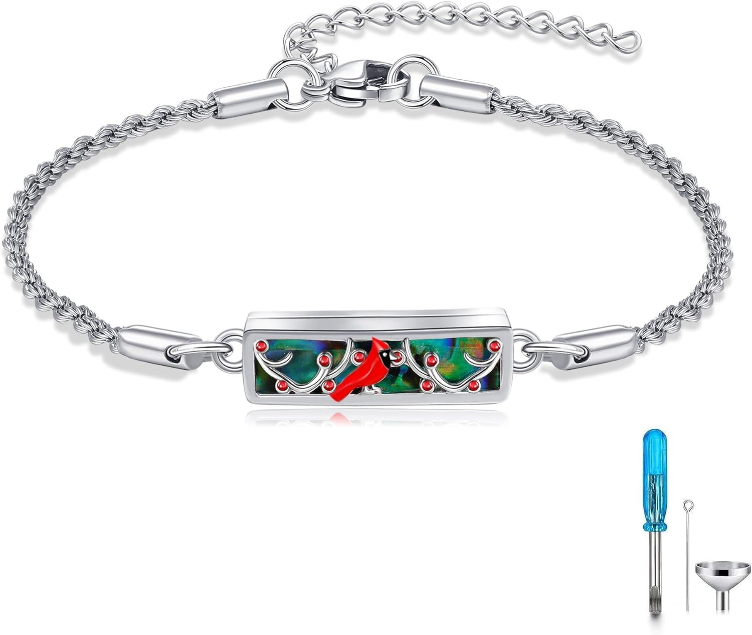 Cardinal Urn Bracelet for Ashes Stelring Silver Cardinal Cremation Keepsake Jewelry Gift for Women