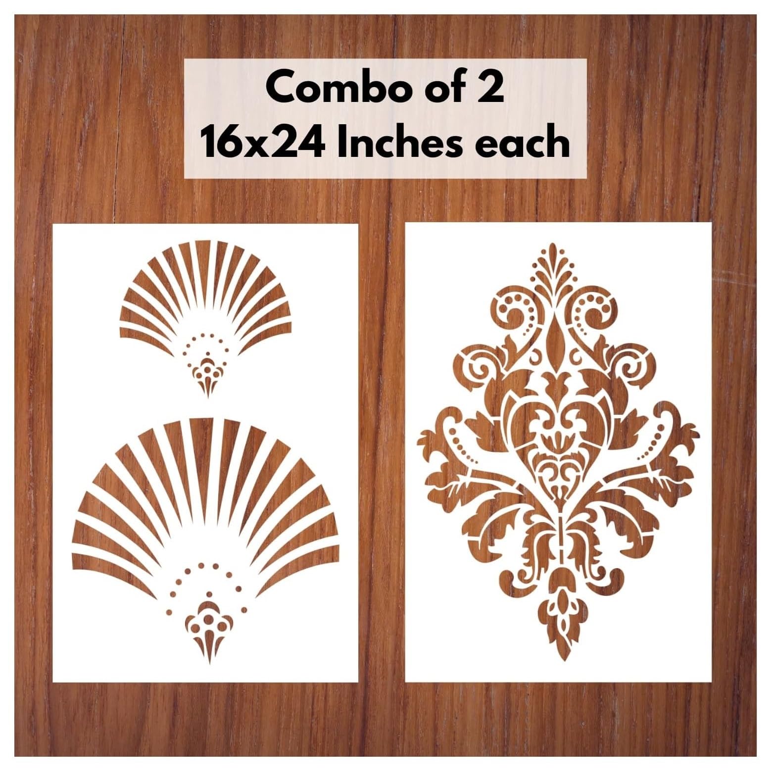 StenCart Combo of 2 Light Burst and Damask Design Jodhpur Stencil for Wall Painting Home DIY Reusable Wall Stencil Design for Wall Decoration (16x24 inch) -Pack of 2 (B0D6BVHG1G) Amazon Price History, Amazon Price Tracker