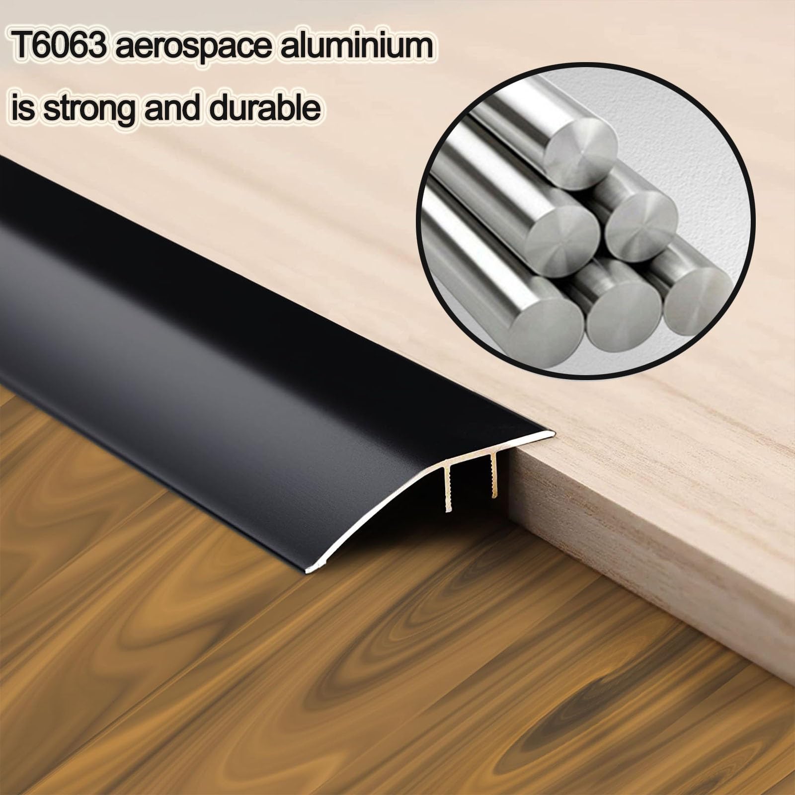 Aluminium vloer overgang drempel strip hout naar tegels, zelfklevende laminaat vloer deur strip, huis ingang helling reducer spleet cover voor vinyl vloeren laminaat vloer (kleur: wit, maat: 90 x 4,2