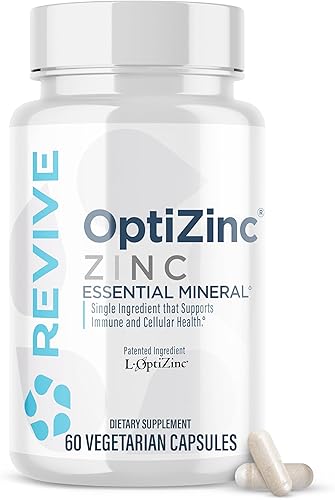 Revive MD Suplemento mineral de zinc para hombres y mujeres, apoya la inmunidad y la salud celular con OptiZinc de 50 mg - Antioxidante y apoyo