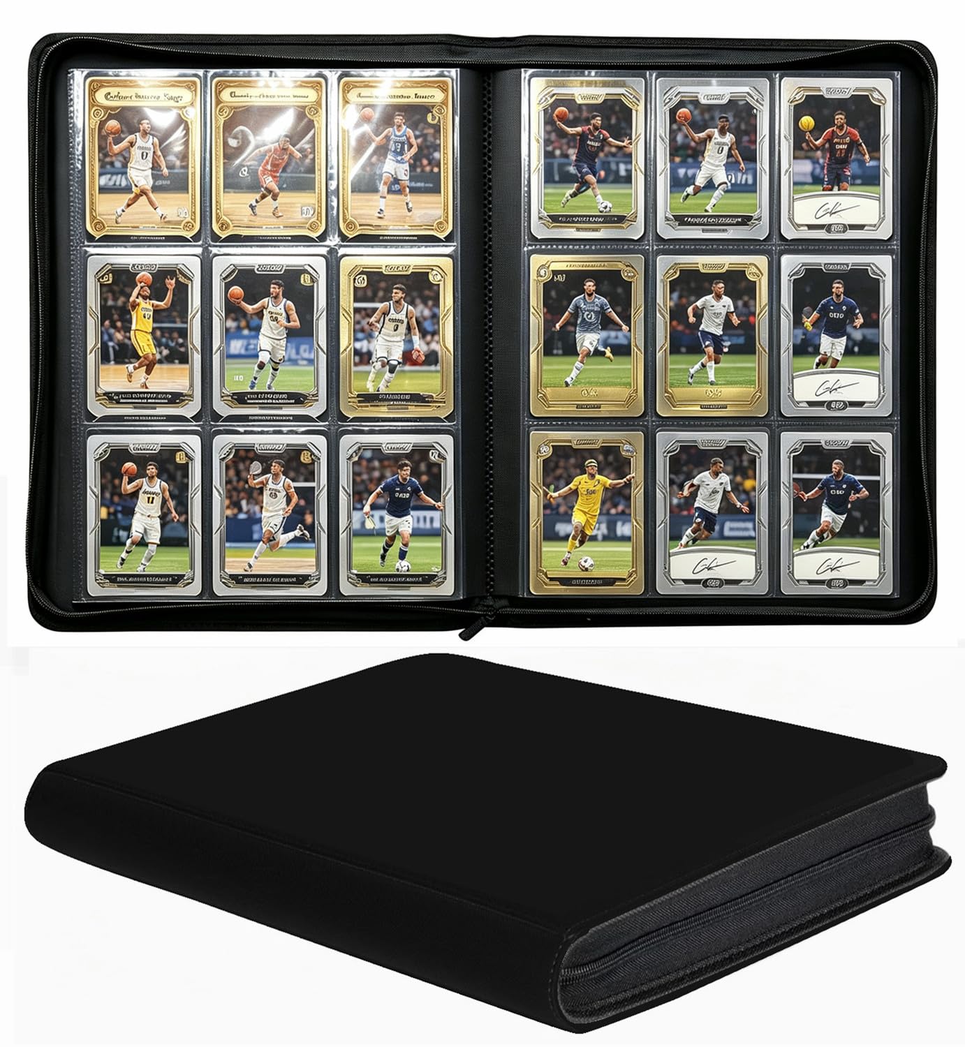 Trading Card Binder 9 Pocket, 540 Pockets Ringless PU Cover Card Collection Binder, Double Sided Card Binder Collector Album, Card Folder for MTG, TCG, Sports Cards, Game Card (Black, 9Pockets) — image 1