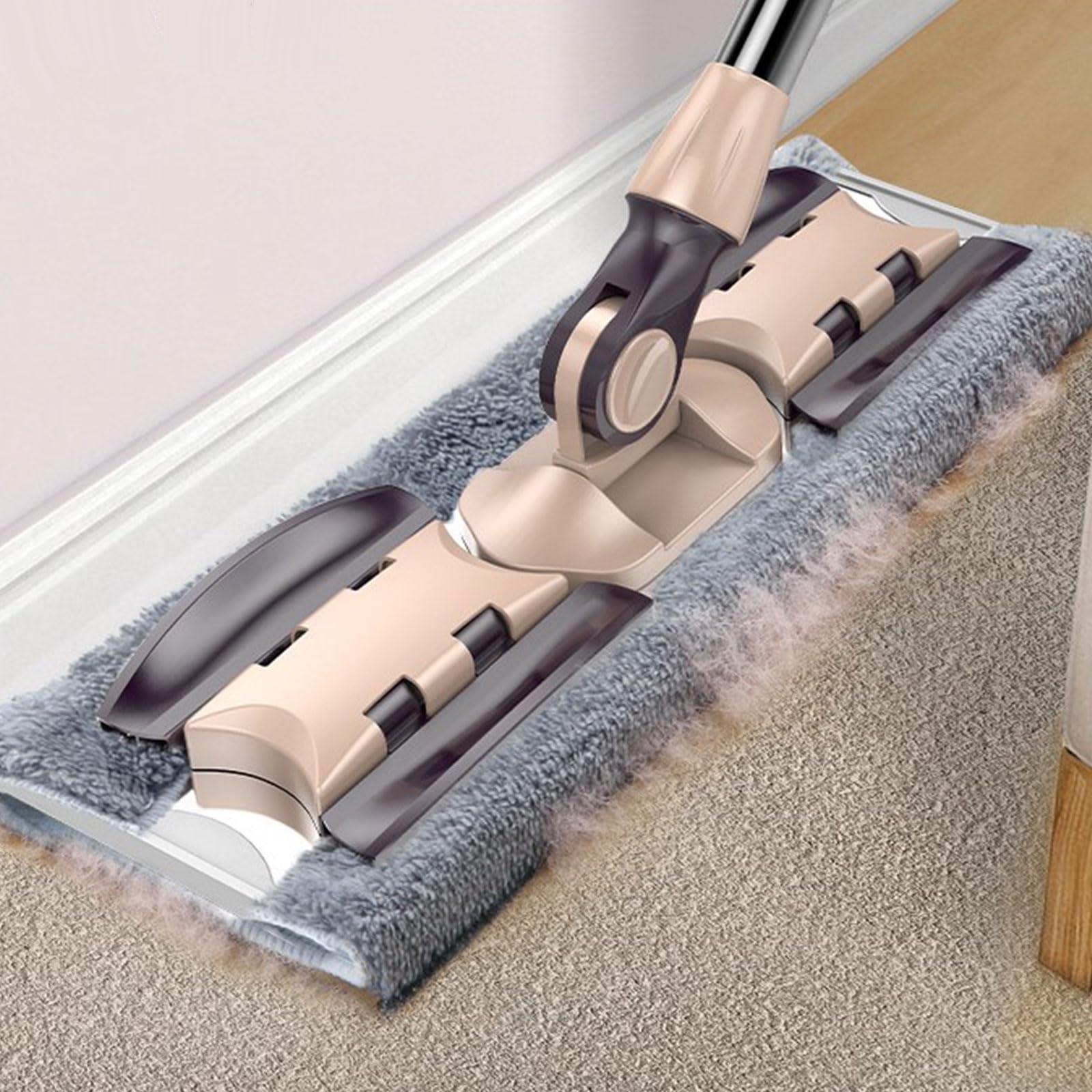 Mocio rettangolare esteso facile da usare per la pulizia della casa a 360 gradi, panno in microfibra per spolverare, manico da 133 cm esteso rettangolare per la casa