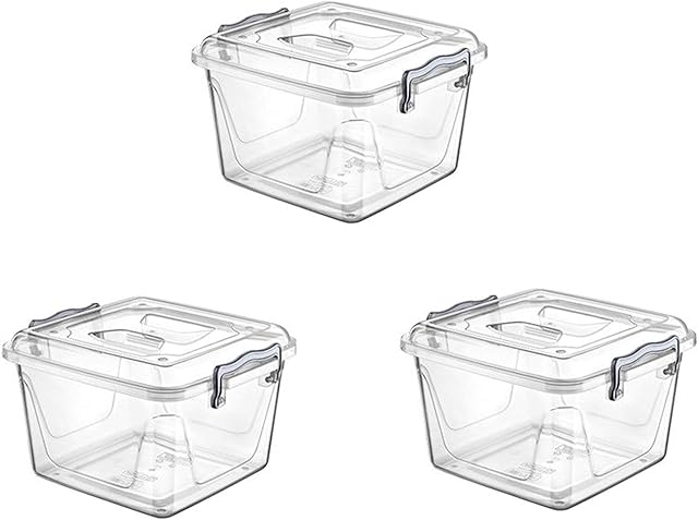 Plastic Pantry Box Transparent Storage Box Container Clip Handle Food Grade BPA Free Plastic Kitchen-Food-Flour-Storage-Container-Tub-Box-Biscuits (3, 6 Litre)