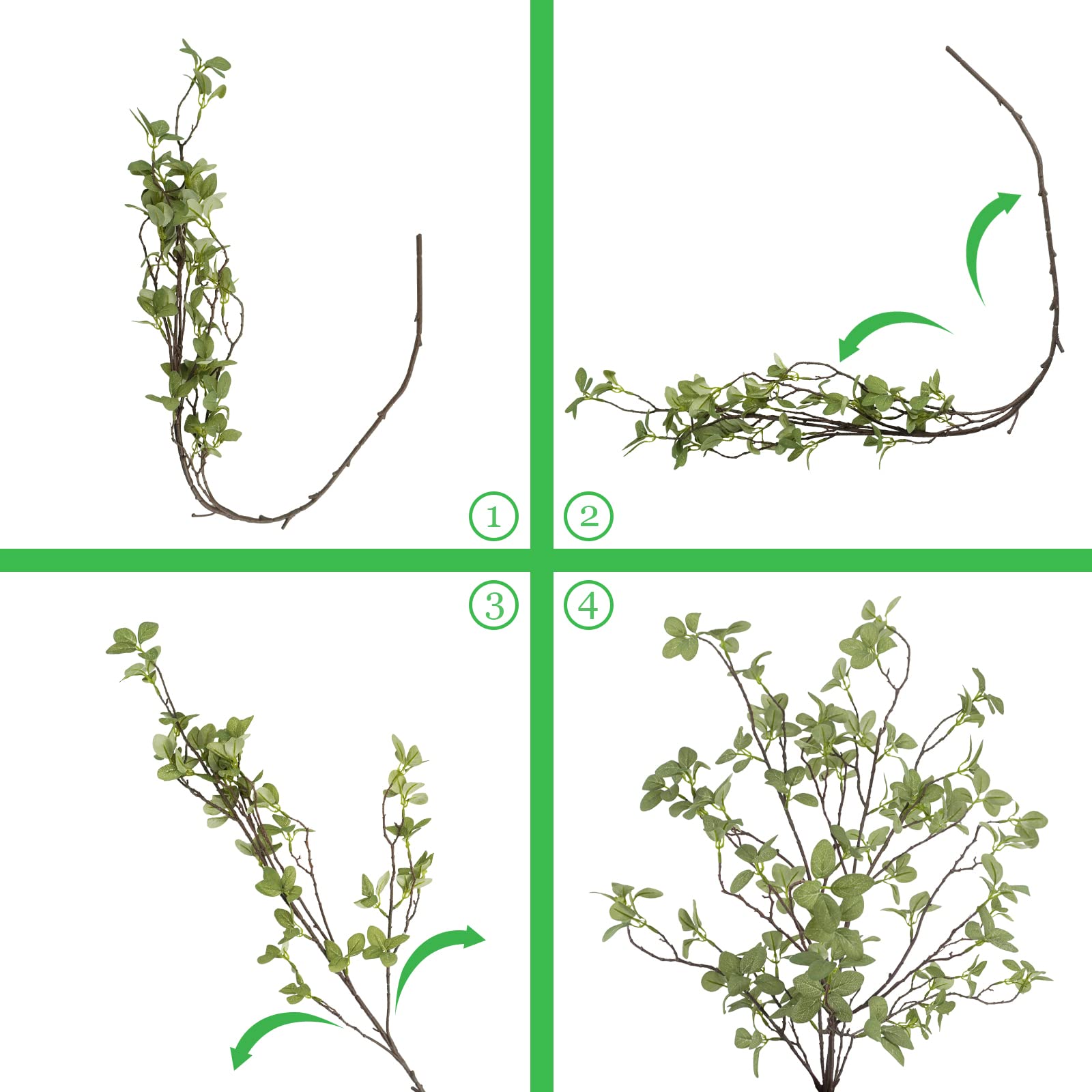 Ruidazon 2 pcs Artificial Greenery Stems, 41.3â€™â€™ Tall Fake Plants