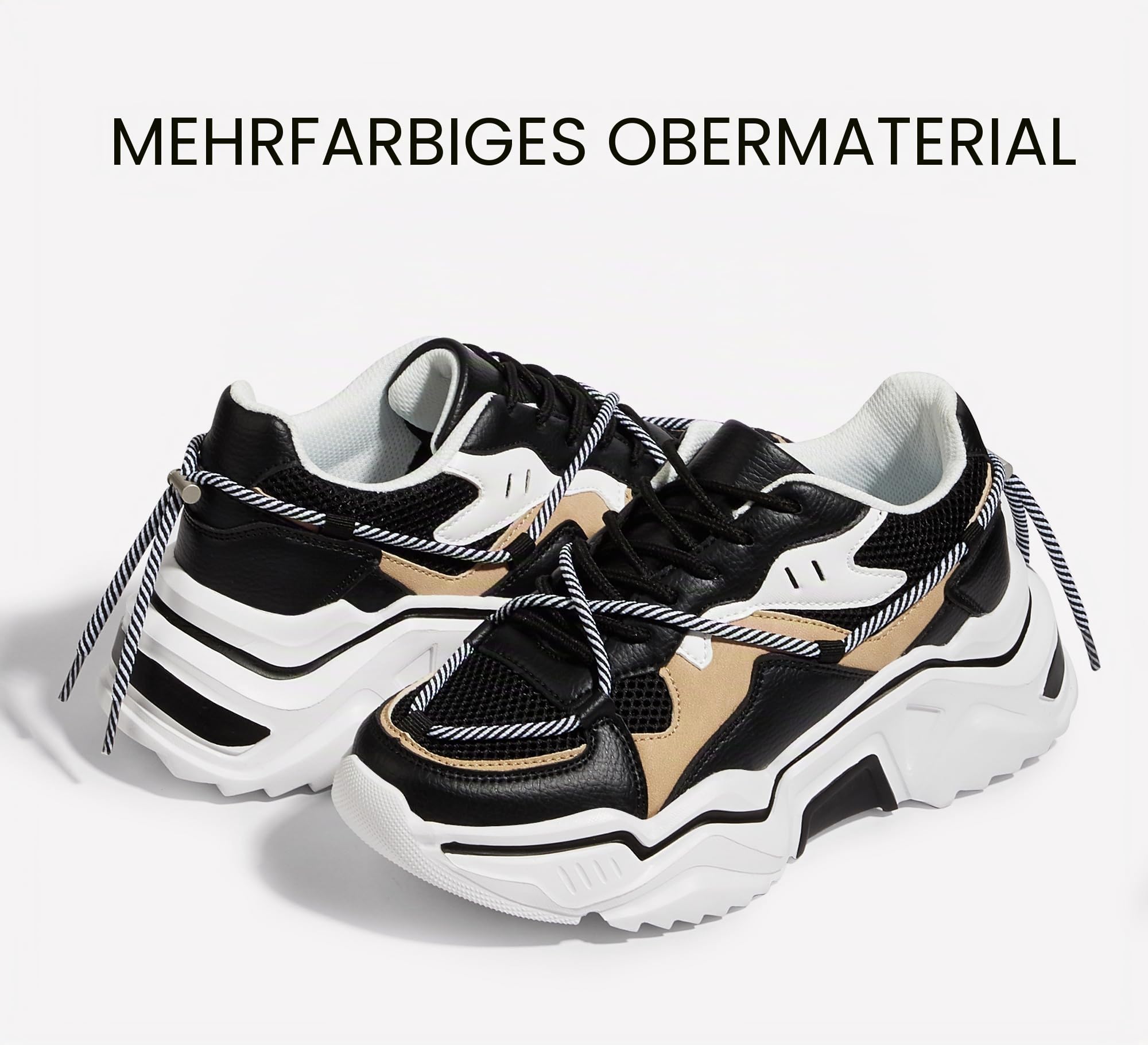 LUCKY STEP Damen Plateau Sneaker Bunte Retro Chunky Dad Schuhe Modische Farbblock Turnschuhe für Alltag & Spaziergänge