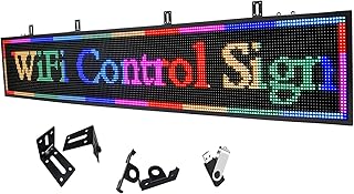 P10 LED-Schild Programmierbar Outdoor 195x35cm, IP65 Wasserdicht Rollende LED-Anzeige, Lebendige Farben Digitale LED-Anzeigetafel, WiFi + USB-Steuerung Leuchtschilder Für Geschäfte