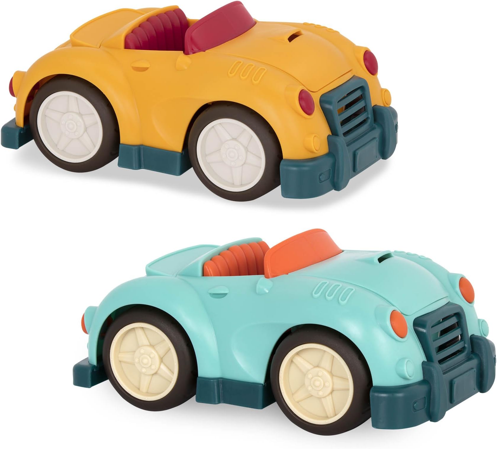 Battat- Wonder Wheels- Set Of 2 Toys Cars For Kids – Toy Roadsters With Movable Parts – Pretend Play- Recyclable Materials- Roadsters- 1 year +