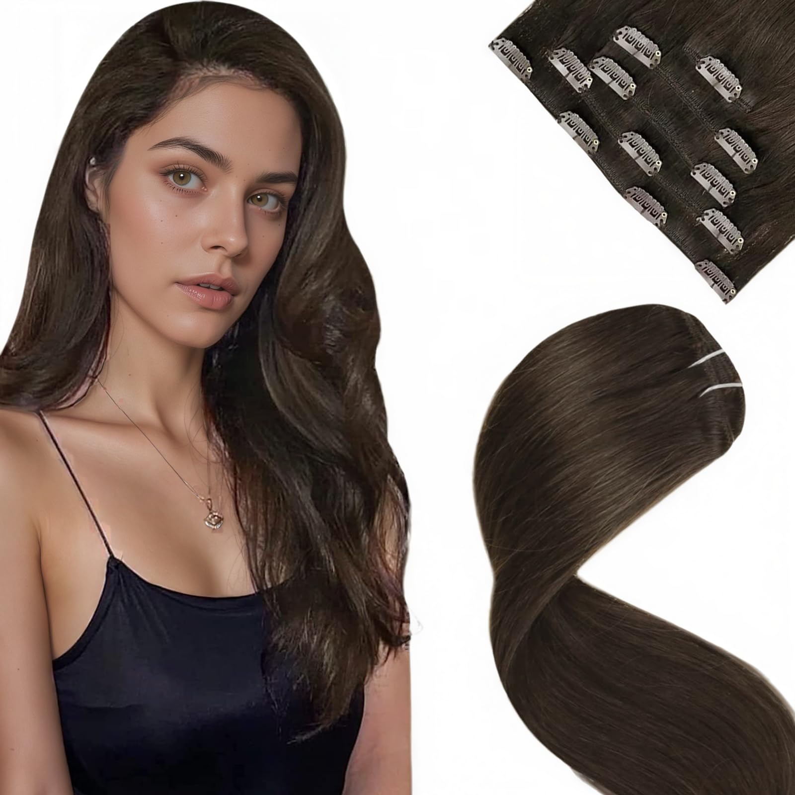 LaaVoo Extensions Echthaar Echt Haar Extension Clip Haarverlängerung Echthaar