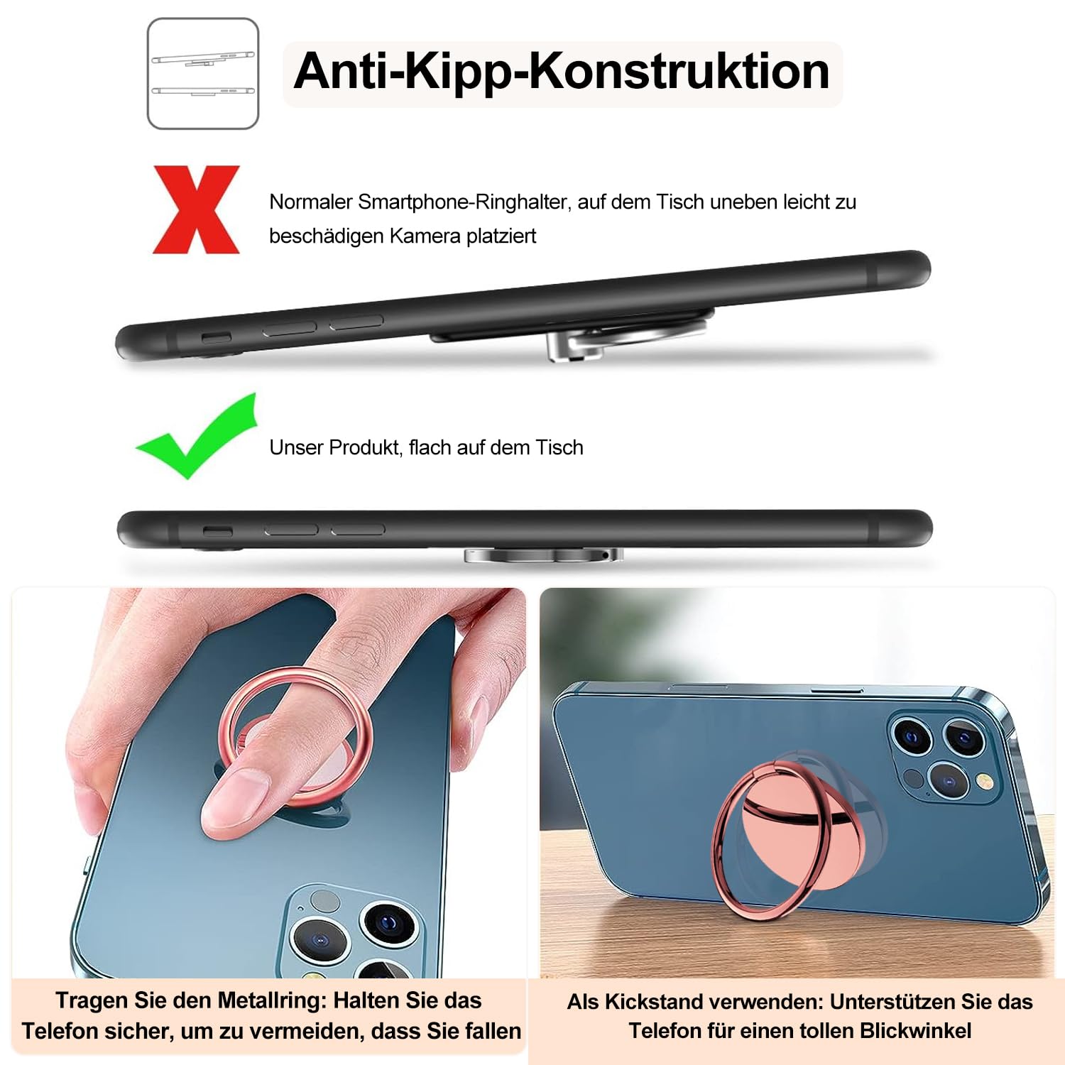 KGDUYC Supporto Per Anelli Per Dita A Fiori Oro - Foto 9