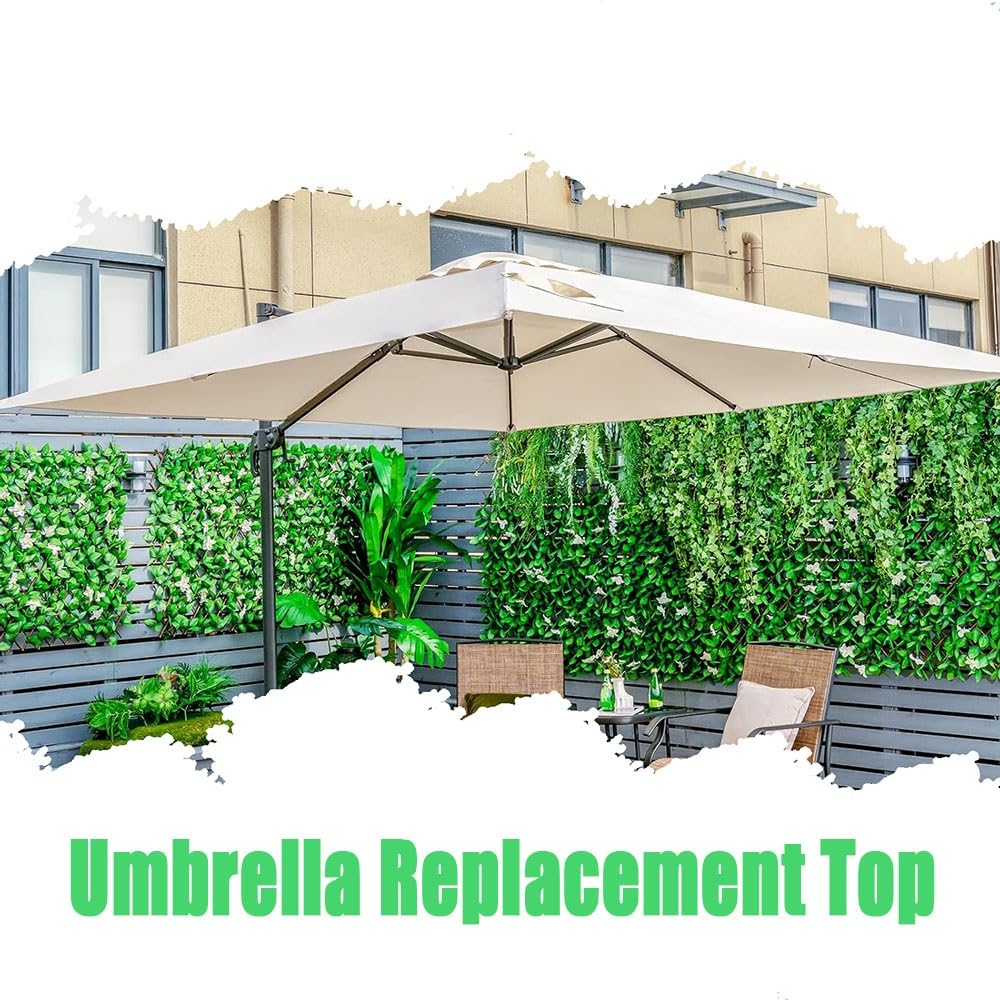 Zewnętrzny parasol ogrodowy, zapasowy baldachim, 3 x 4 m, prostokątny materiał przeciwsłoneczny, duży, beżowy, pokrowiec na parasol tarasowy dla zwiększonej ochrony przed promieniowaniem UV i