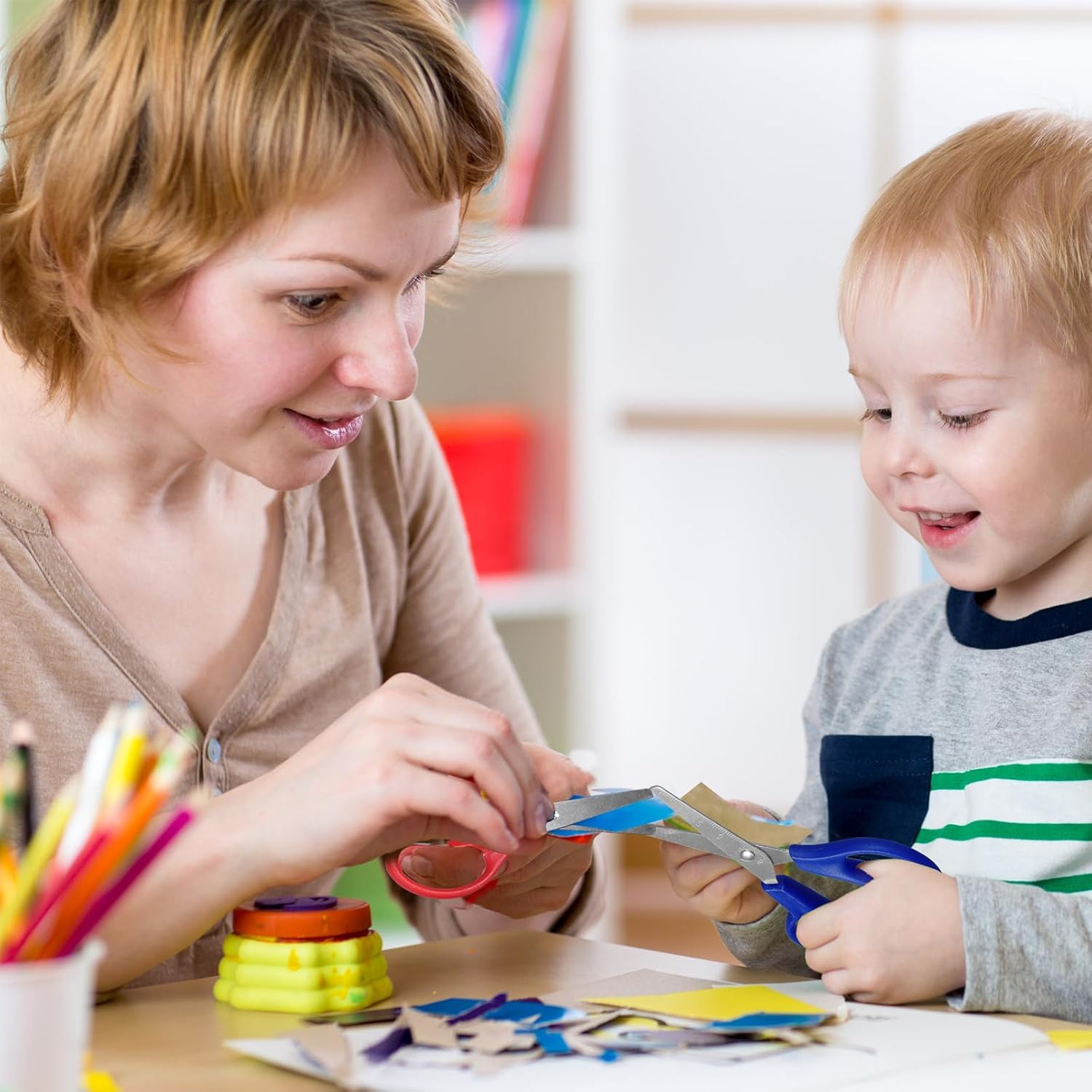 子供用はさみ 150個 バルク 子供用 鈍い先端 安全はさみ 多目的 丸みのある先端 学生 オフィス 学校 クラフト用品 (150)
