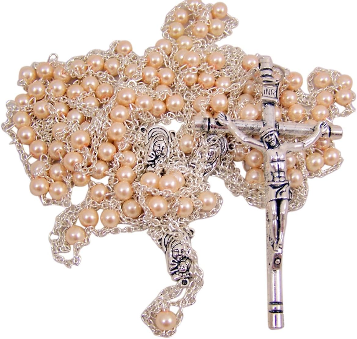 Cream Acrylic Prayer Bead Wedding Ladder Lasso Rosary for Married Couple, 42 Inch