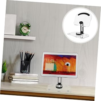 Tablet Support Acrylic Tablet Stand with 360 Rotating Base & Adjustable Holder for Desk/Home Phone Holder Phone Stand for Desk Laptop Stand Aluminum Online Class Fold to Rotate/786